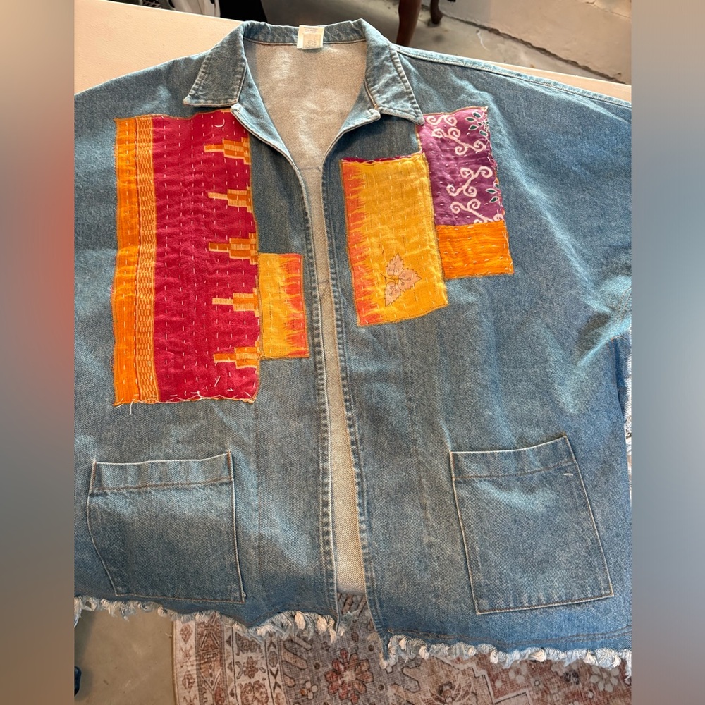 Bohemian Demin Jacket with Colorful Patchwork